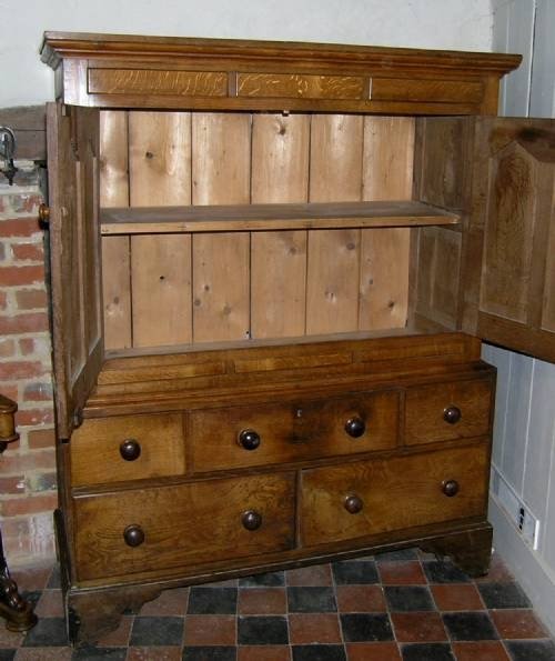 fig 1. 19th Cent Oak Press Cupboard